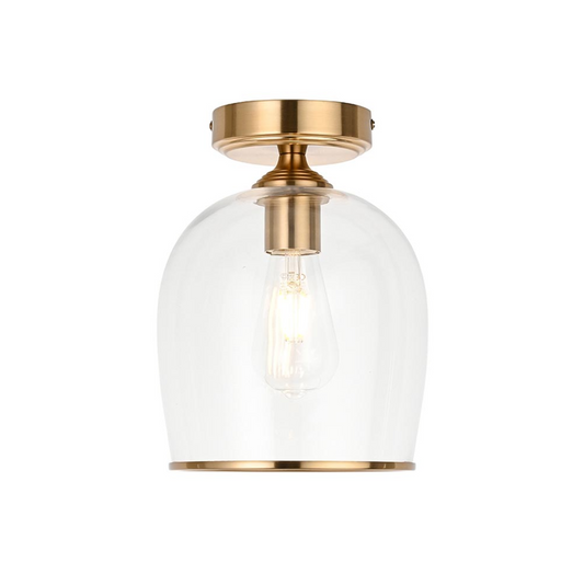 Endon Ashcroft Brushed Aged Brass & Clear Glass Flush