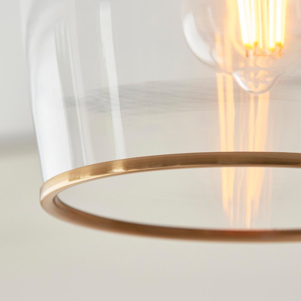 Endon Ashcroft Brushed Aged Brass & Clear Glass Flush