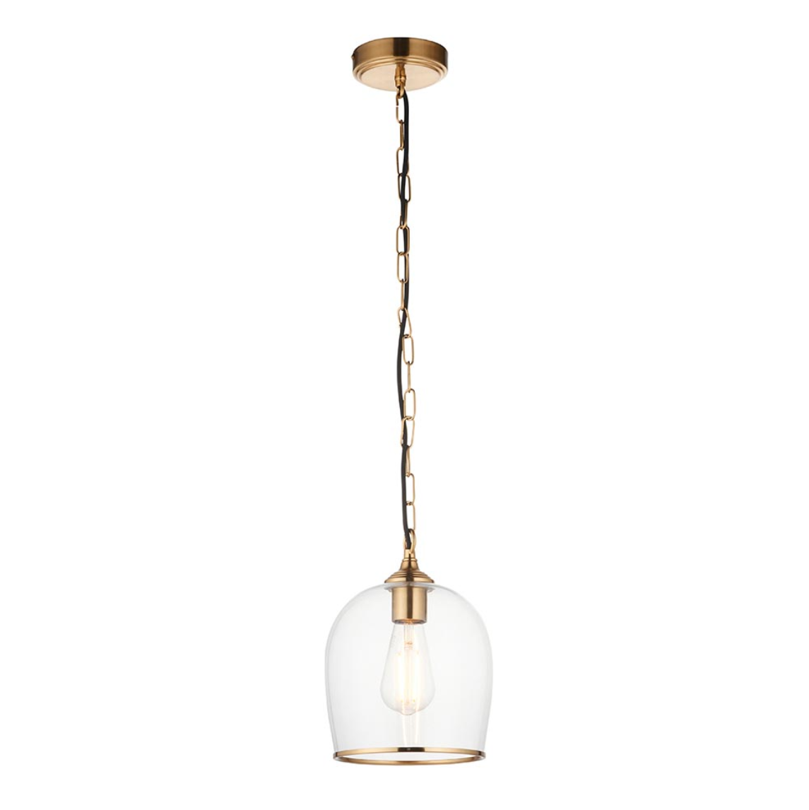 Endon Ashcroft Brushed Aged Brass & Clear Glass Pendant
