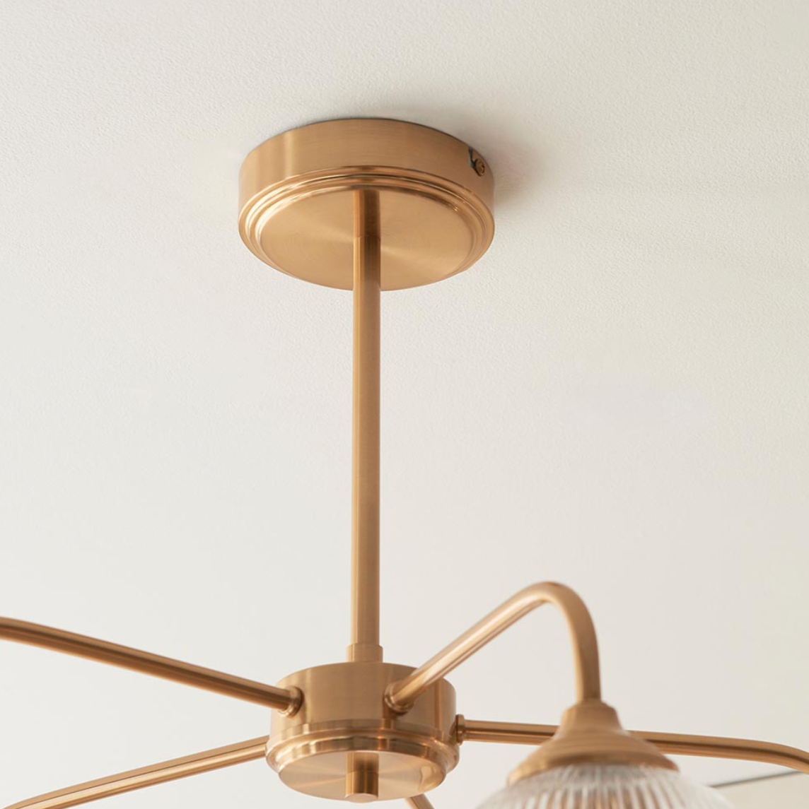 Endon Ashcroft 5 Light Brushed Aged Brass & Ribbed Glass Pendant