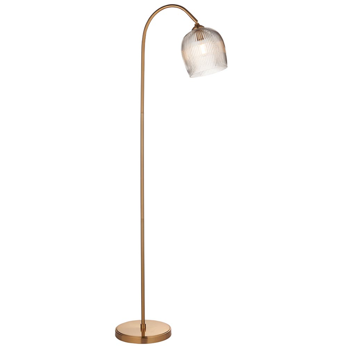 Endon Ashcroft Brushed Aged Brass & Ribbed Glass Floor Lamp