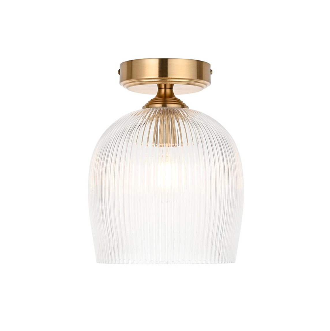 Endon Ashcroft Brushed Aged Brass & Ribbed Glass Flush