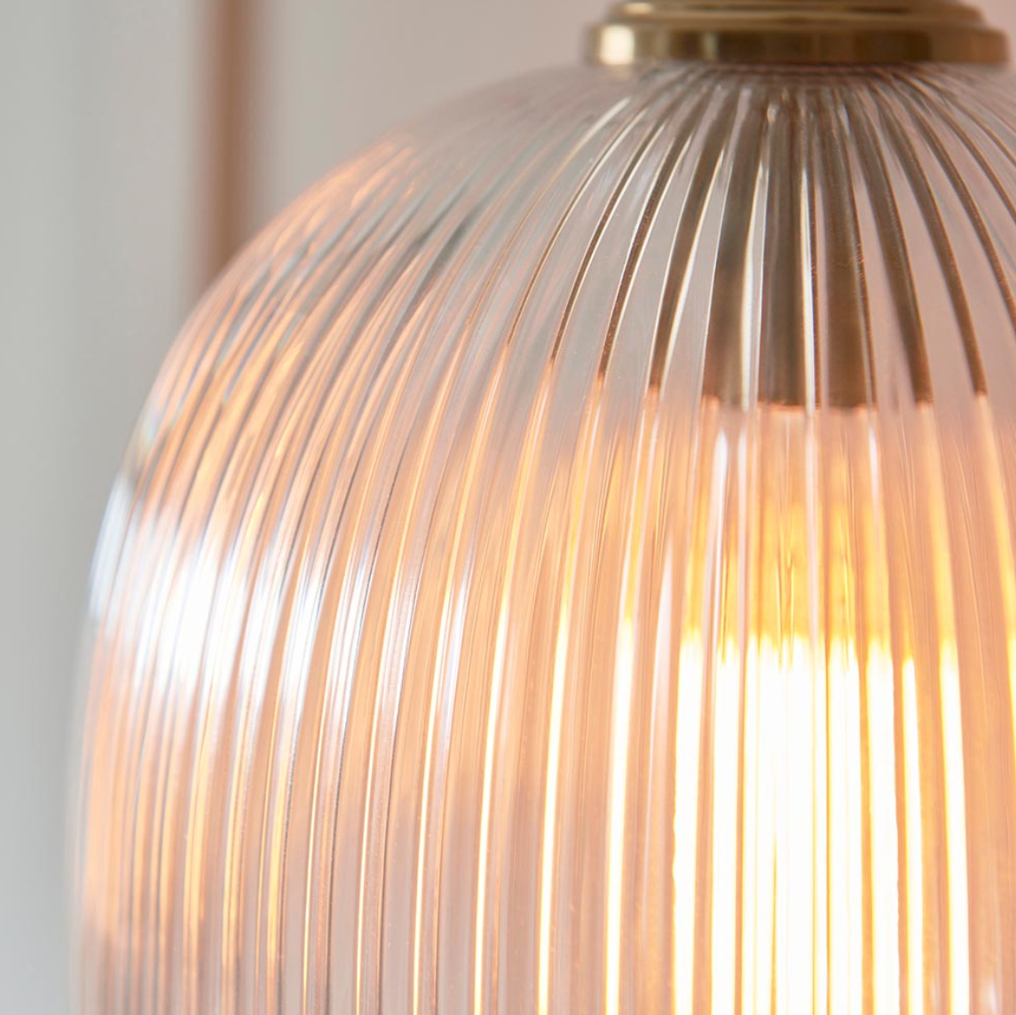 Endon Ashcroft Brushed Aged Brass & Ribbed Glass Pendant