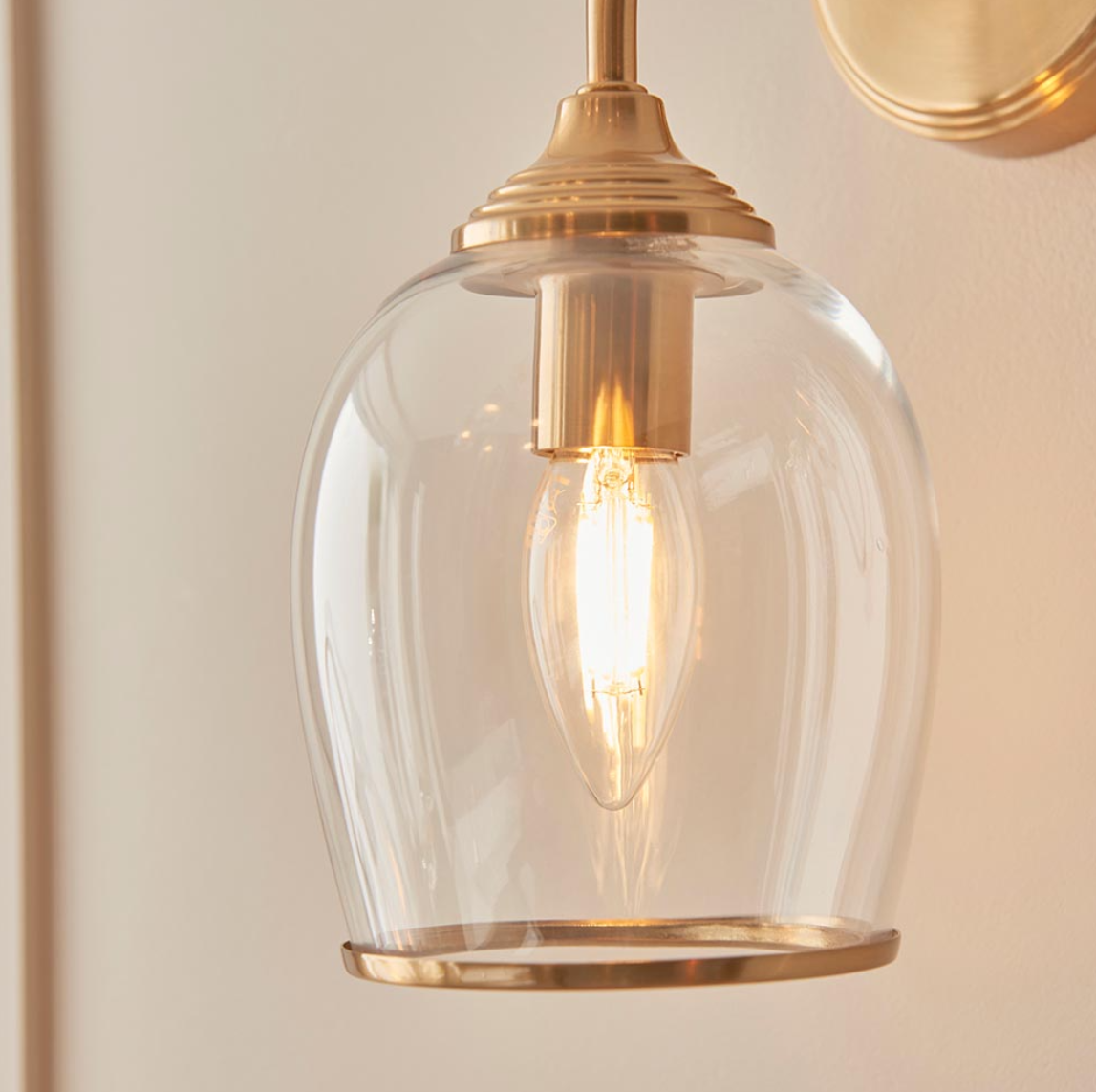 Endon Ashcroft Brushed Aged Brass & Clear Glass Wall Light