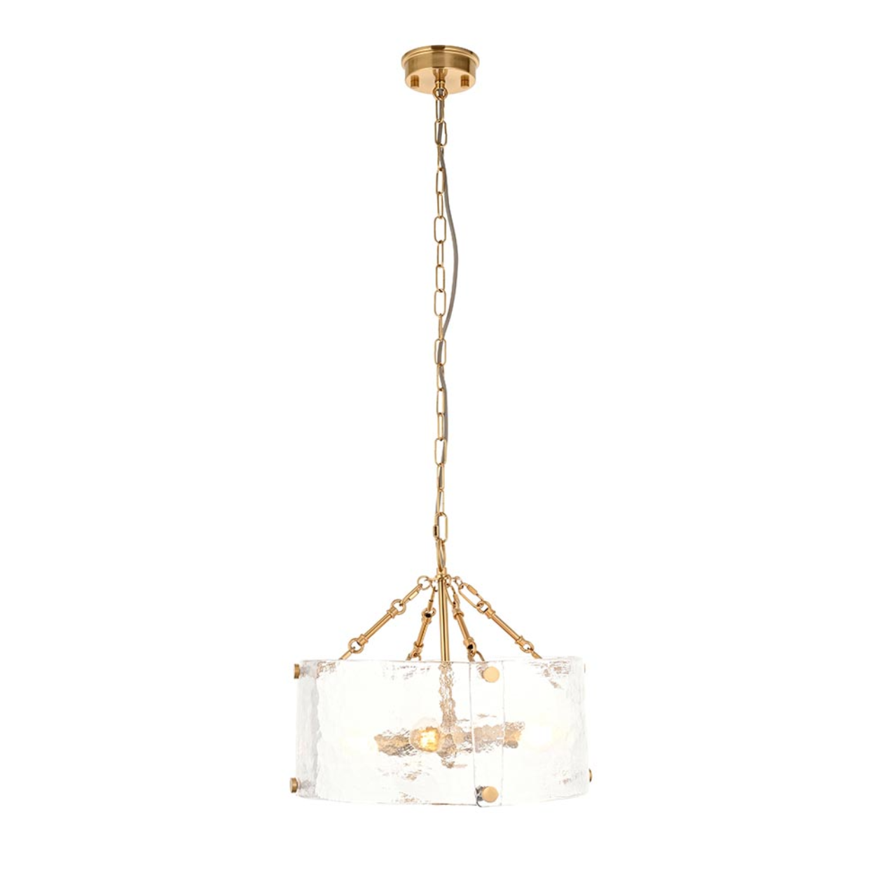 Endon Keller 4 Light Brushed Aged Brass & Textured Glass Pendant