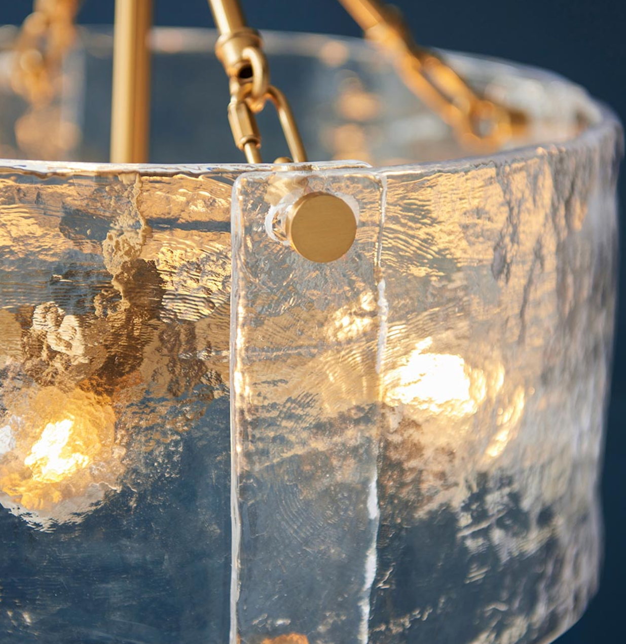 Endon Keller 4 Light Brushed Aged Brass & Textured Glass Pendant