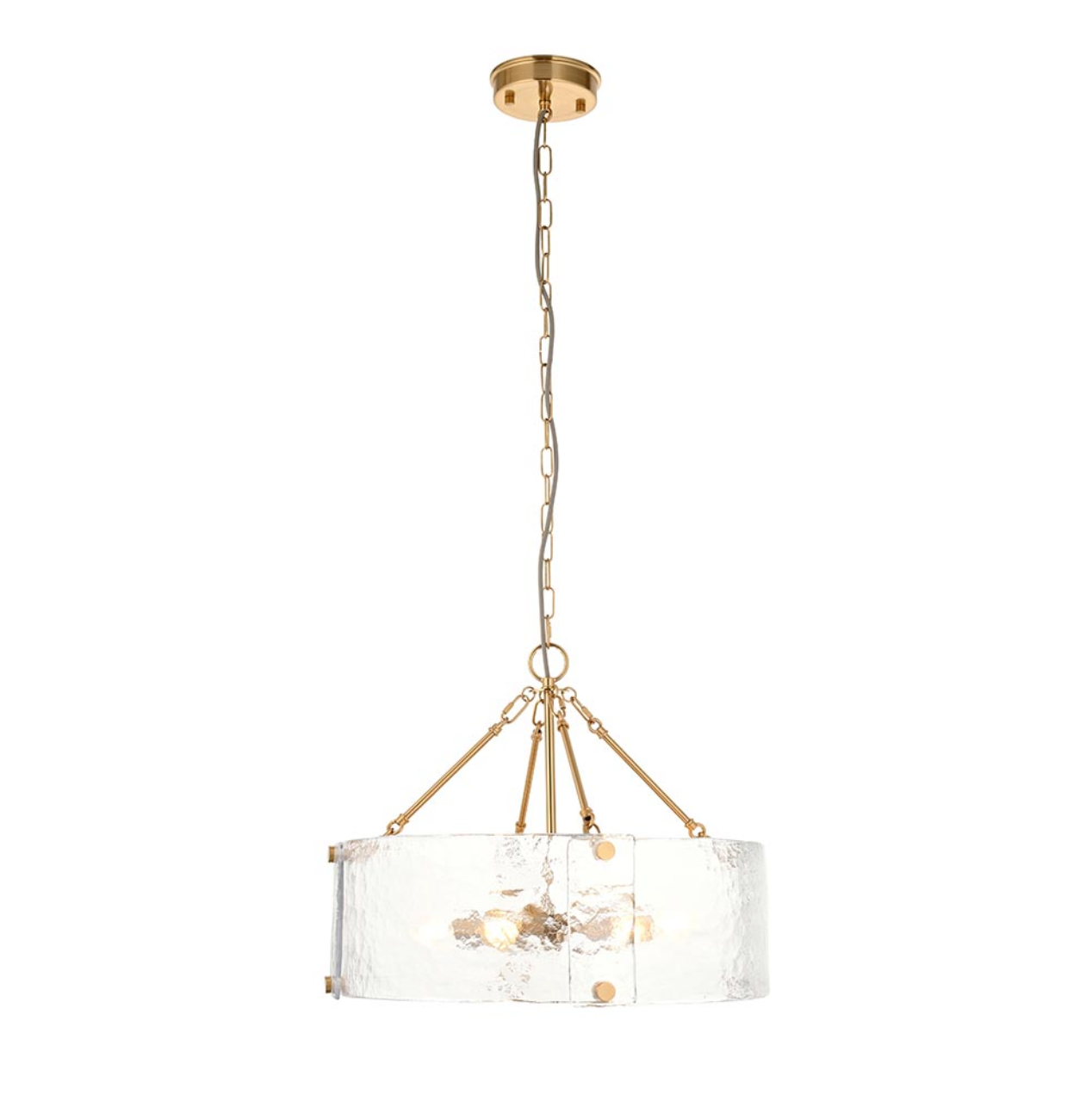 Endon Keller 6 Light Brushed Aged Brass & Textured Glass Pendant