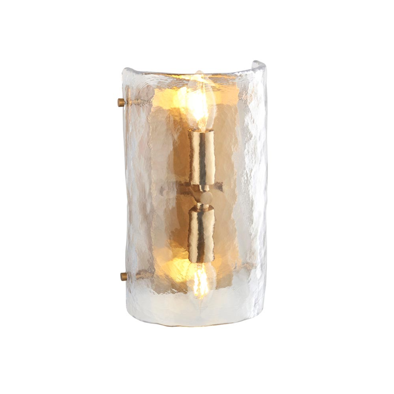 Endon Keller 2 Light Brushed Aged Brass & Textured Glass Wall Light