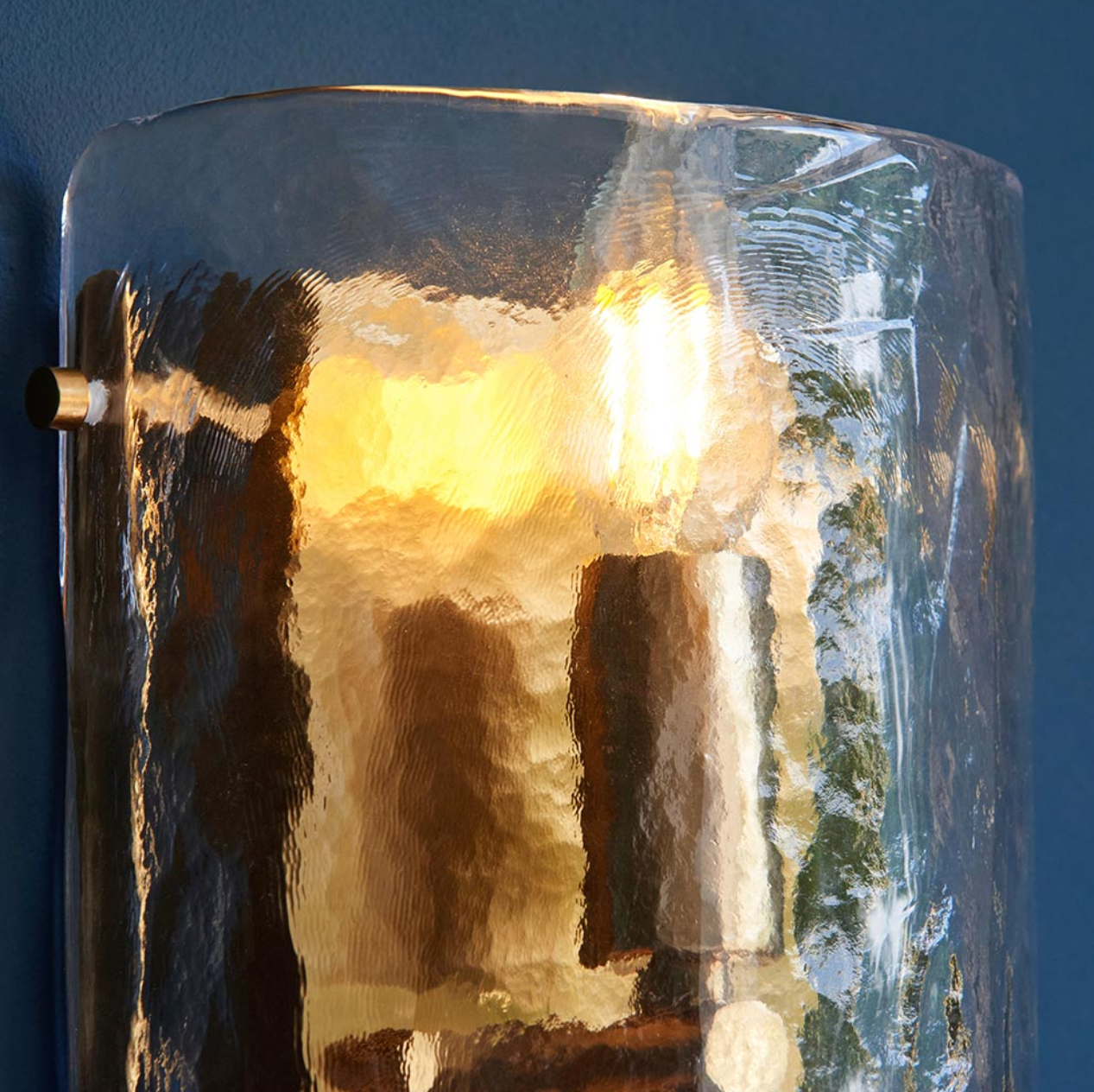 Endon Keller 2 Light Brushed Aged Brass & Textured Glass Wall Light