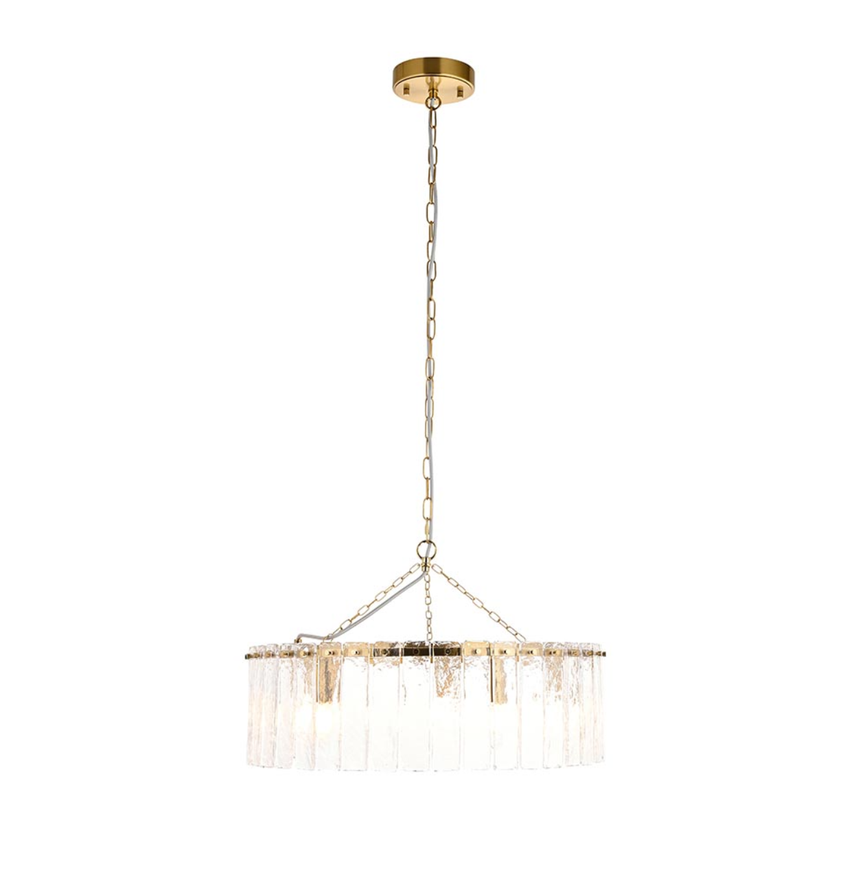 Endon Karine 5 Light Brushed Aged Brass & Textured Glass Pendant