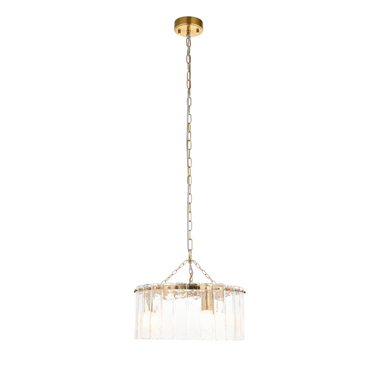 Endon Karine 3 Light Brushed Aged Brass & Textured Glass Pendant