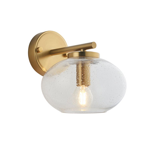 Endon Jacob Brass & Clear Glass Wall Light