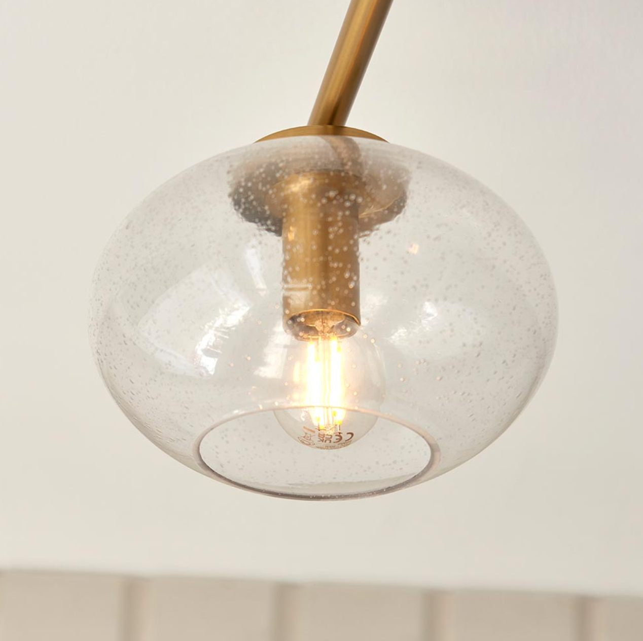 Endon Jacob 3 Light Brass & Clear Glass Semi Flush