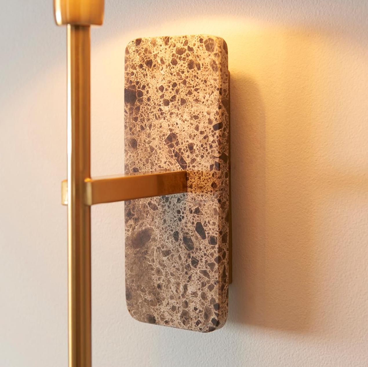 Endon Faro Vintage Brass & Brown Marble Wall Light with Shade