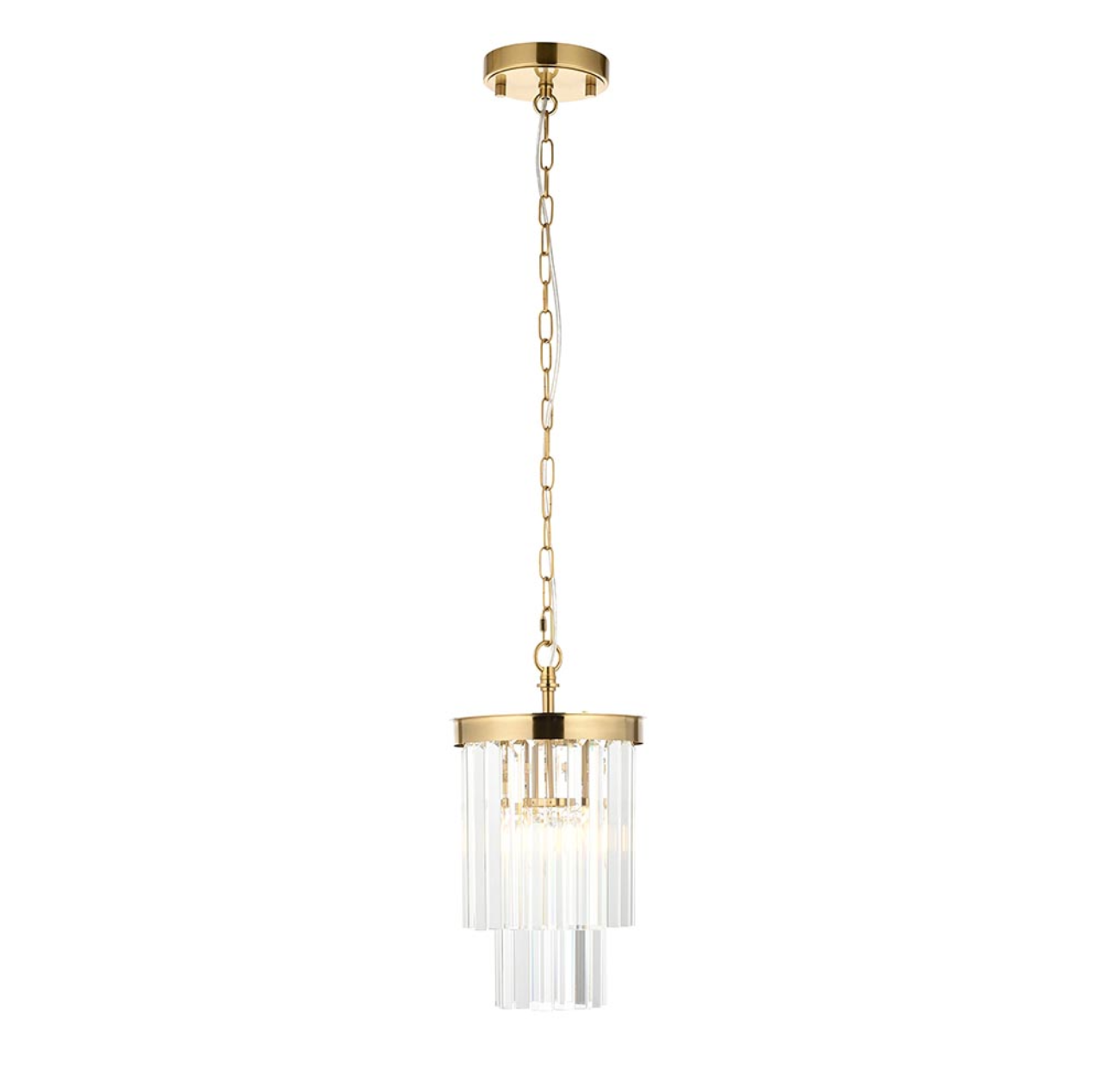 Endon Conaston Brushed Aged Brass & Glass Drop Pendant