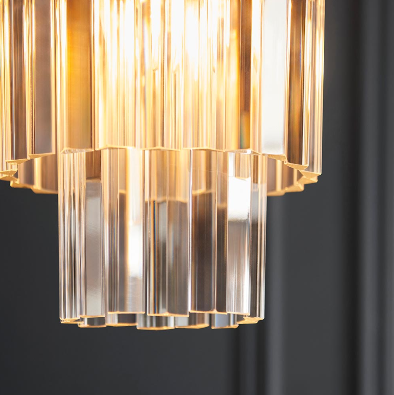 Endon Conaston Brushed Aged Brass & Glass Drop Pendant