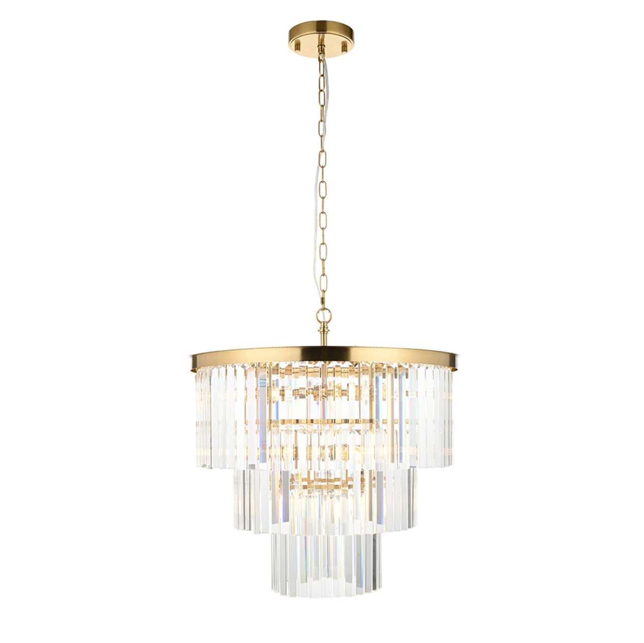 Endon Conaston 7 Light Brushed Aged Brass & Glass Drop Pendant