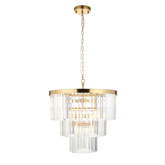 Endon Conaston 7 Light Brushed Aged Brass & Glass Drop Pendant