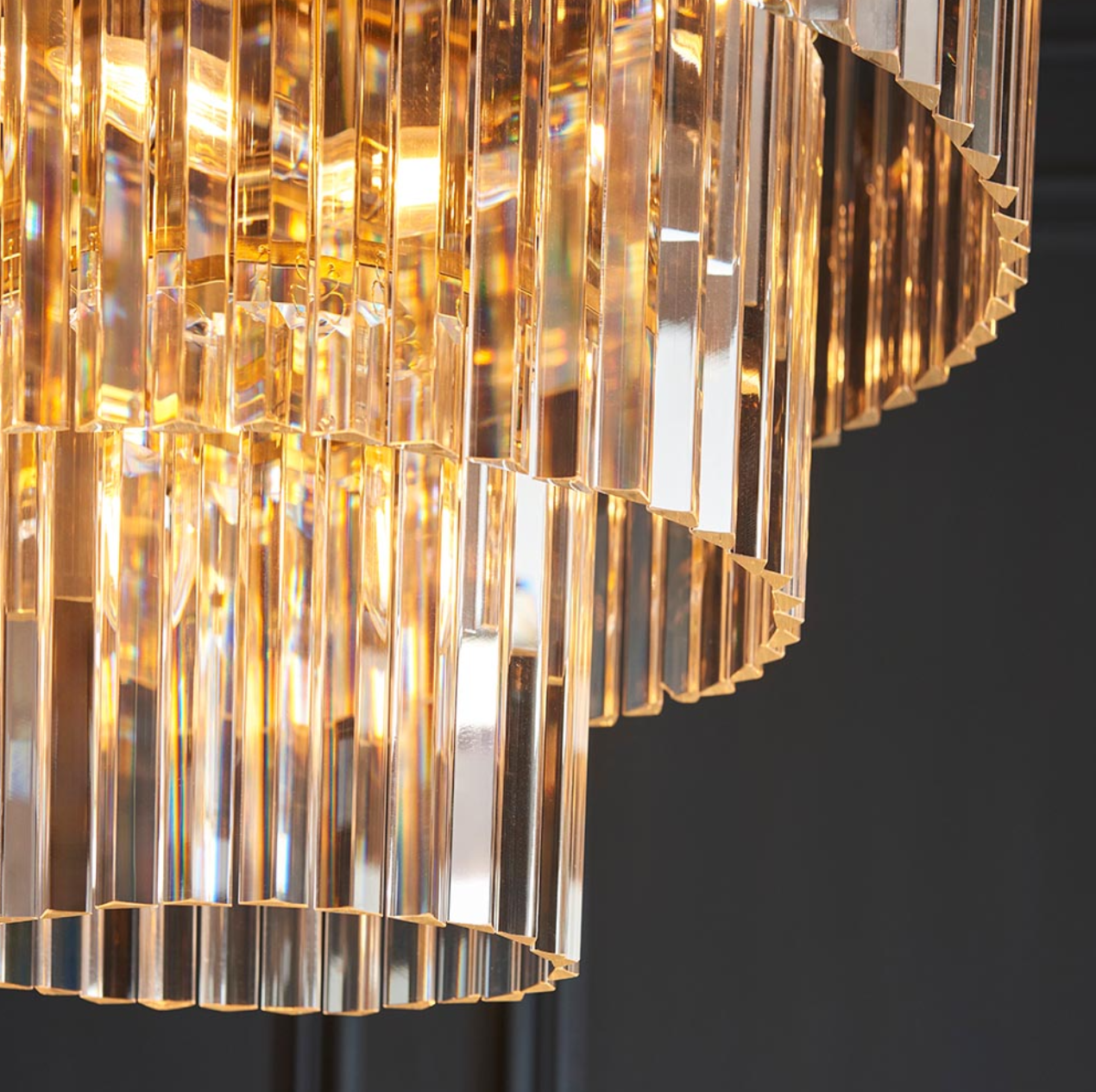 Endon Conaston 7 Light Brushed Aged Brass & Glass Drop Pendant