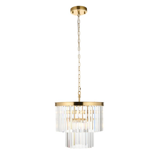 Endon Conaston 4 Light Brushed Aged Brass & Glass Drop Pendant