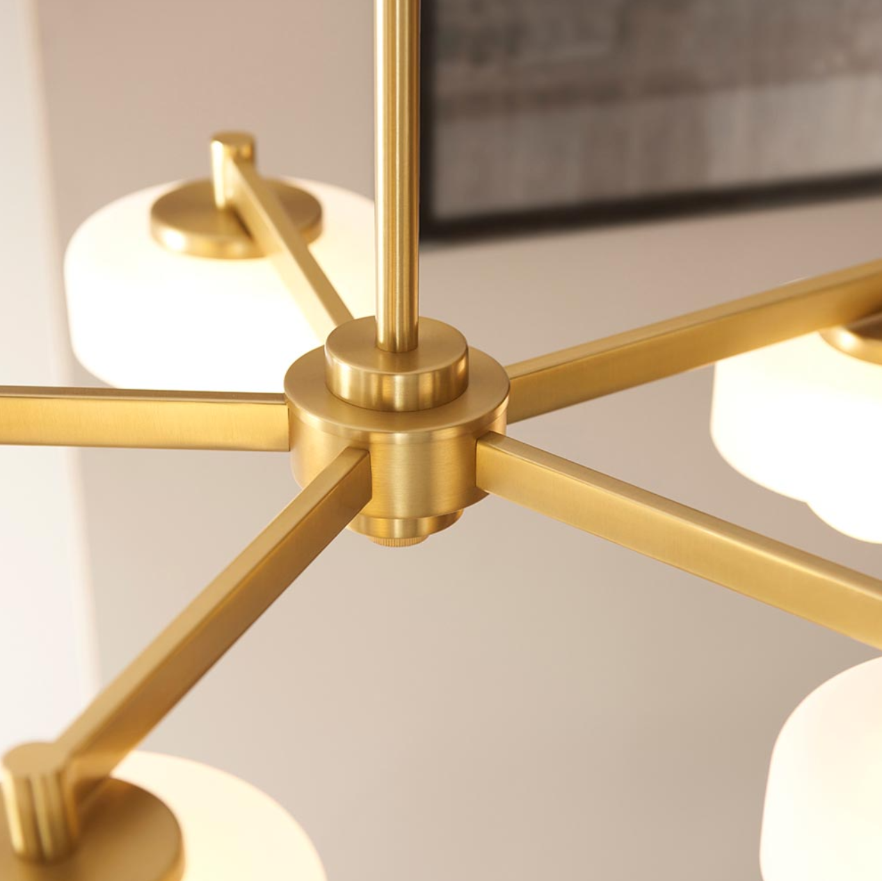 Endon Boss 5 Light Brushed Aged Brass & Opal Glass Pendant
