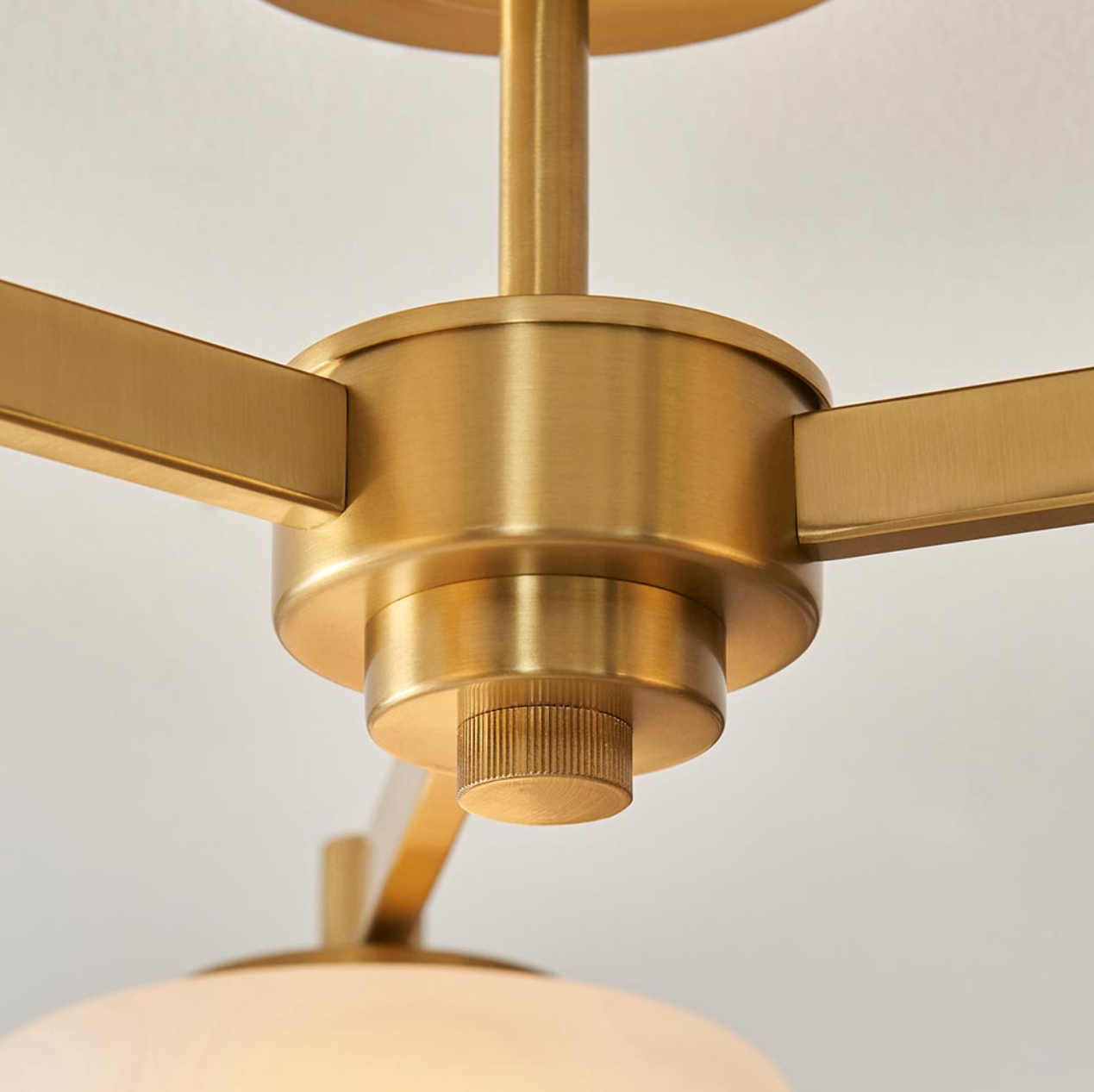 Endon Boss 3 Light Brushed Ages Brass & Opal Glass Semi Flush
