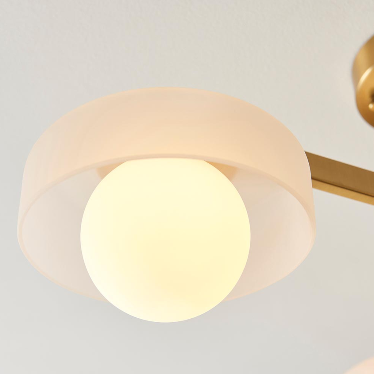 Endon Boss 3 Light Brushed Ages Brass & Opal Glass Semi Flush