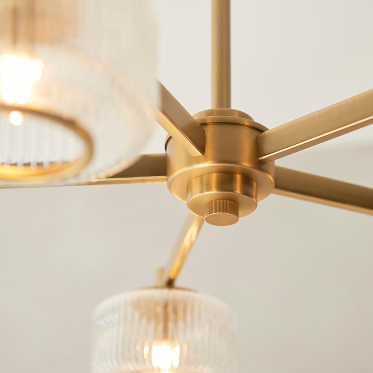 Endon Stamford 5 Light Brushed Aged Brass & Ribbed Glass Pendant
