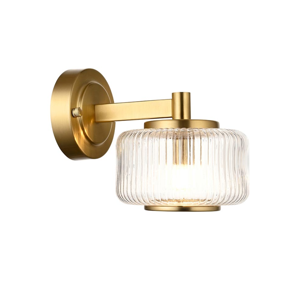 Endon Stamford Brushed Aged Brass & Ribbed Glass Wall Light