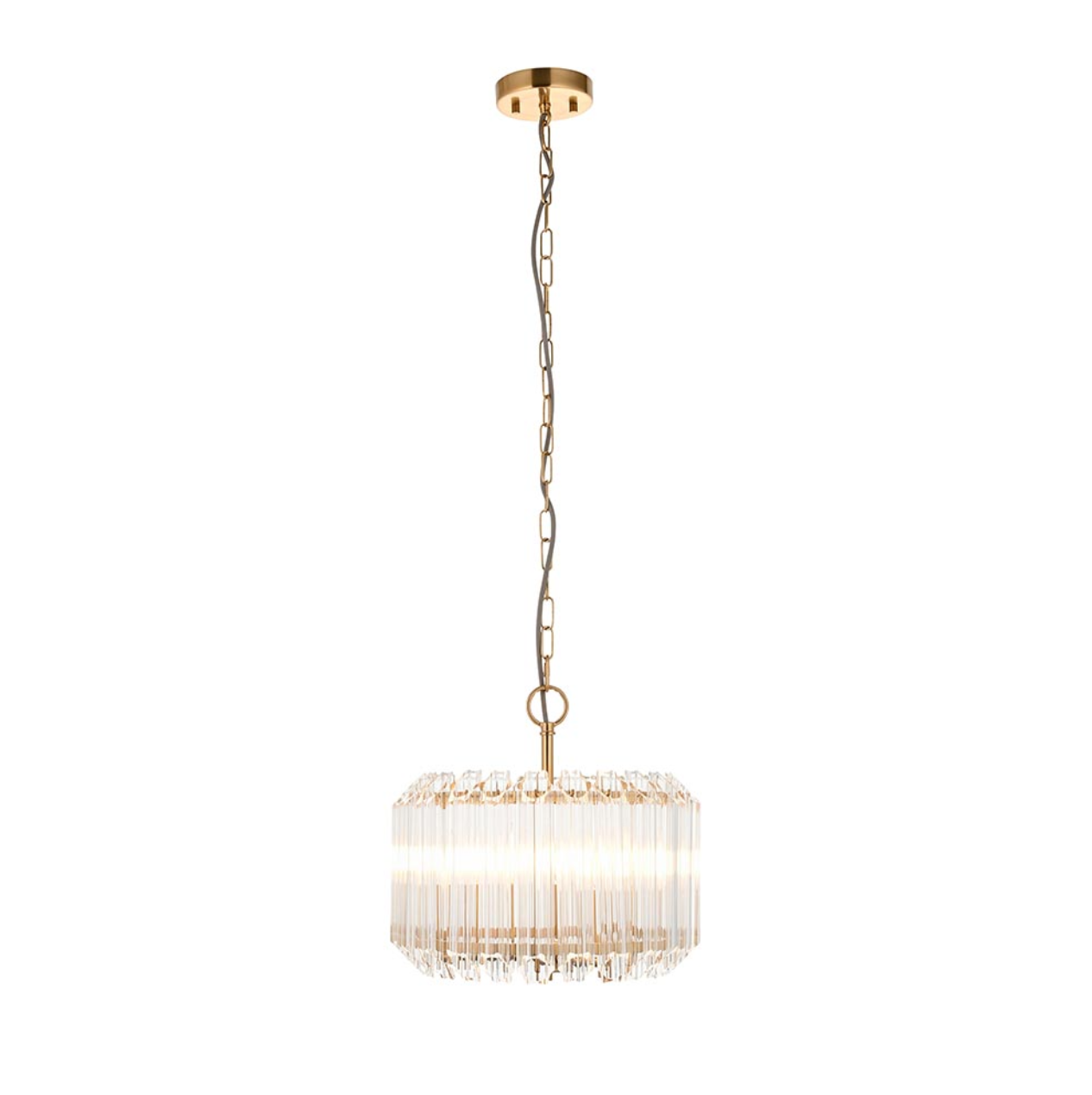 Endon Valentina 3 Light Brushed Aged Brass & Hexagonal Glass Pendant