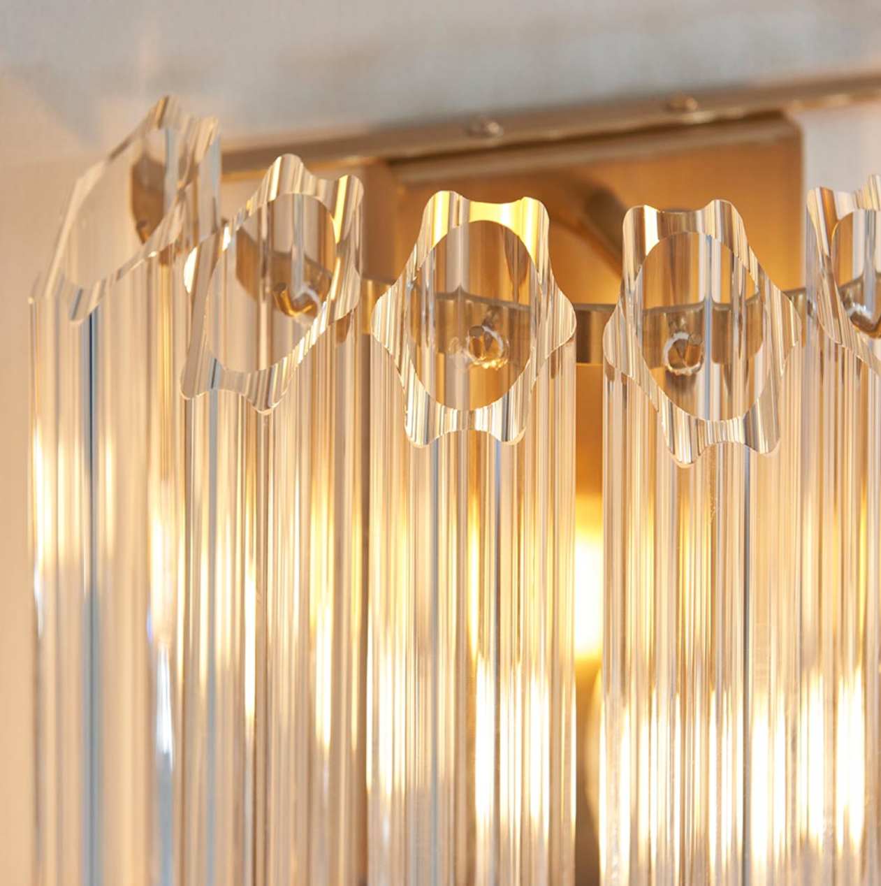 Endon Valentina Brushed Aged Brass & Hexagonal Glass Wall Light