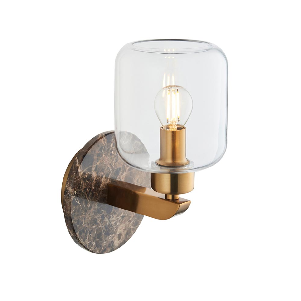 Endon Travi Vintage Brass & Brown Emperador Marble Wall Light