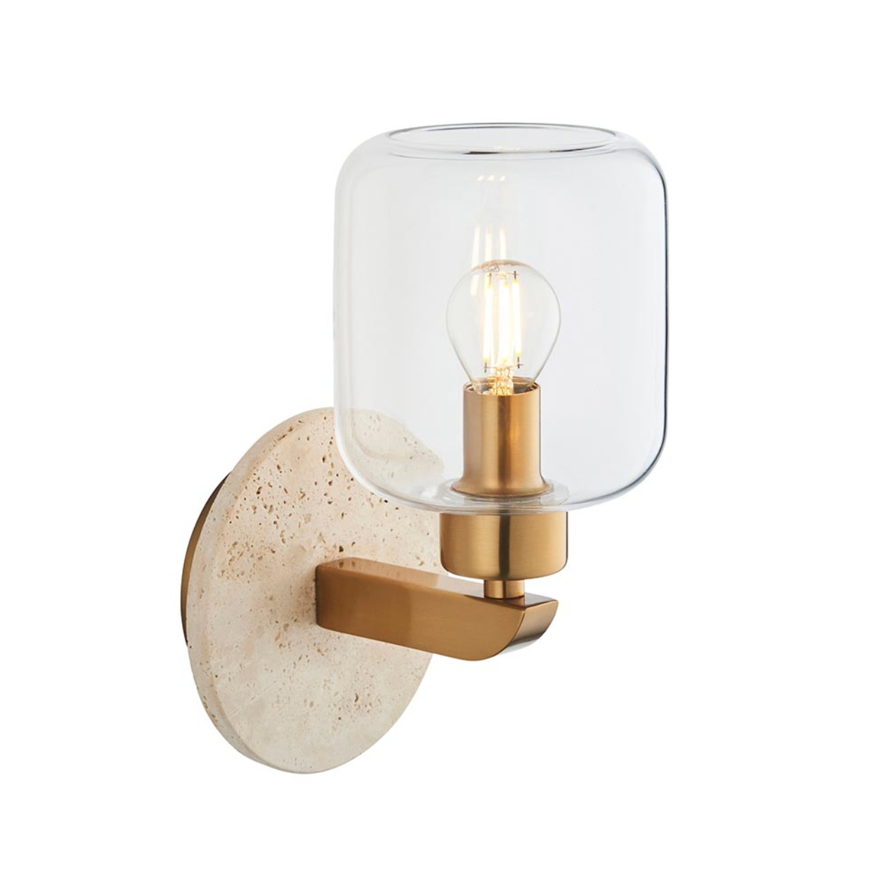 Endon Travi Vintage Brass & Travertine Stone Wall Light
