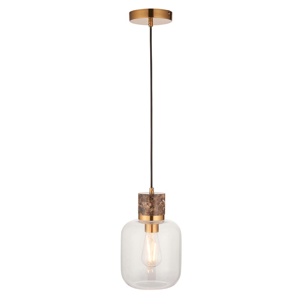 Endon Travi Vintage Brass & Brown Emperador Marble Pendant