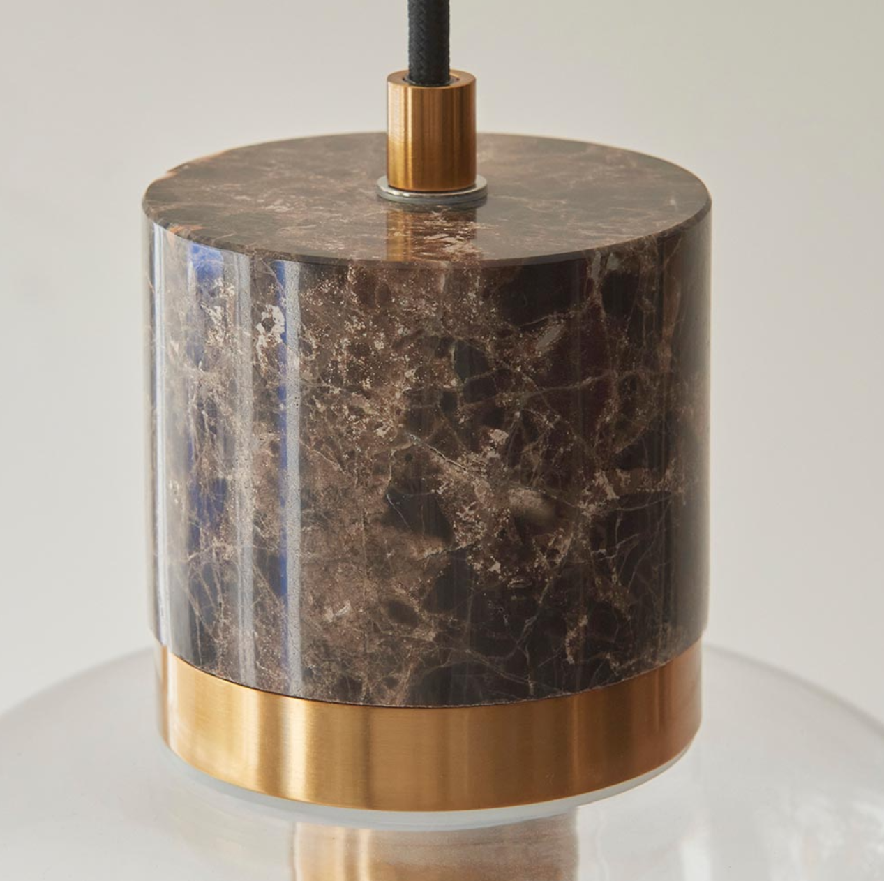 Endon Travi Vintage Brass & Brown Emperador Marble Pendant