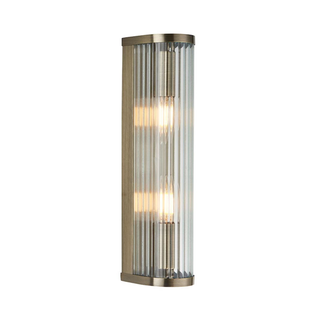 Endon Endon Ridgeton 2 Light Antique Brass & Ribbed Wall Light
