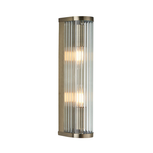 Endon Endon Ridgeton 2 Light Antique Brass & Ribbed Wall Light