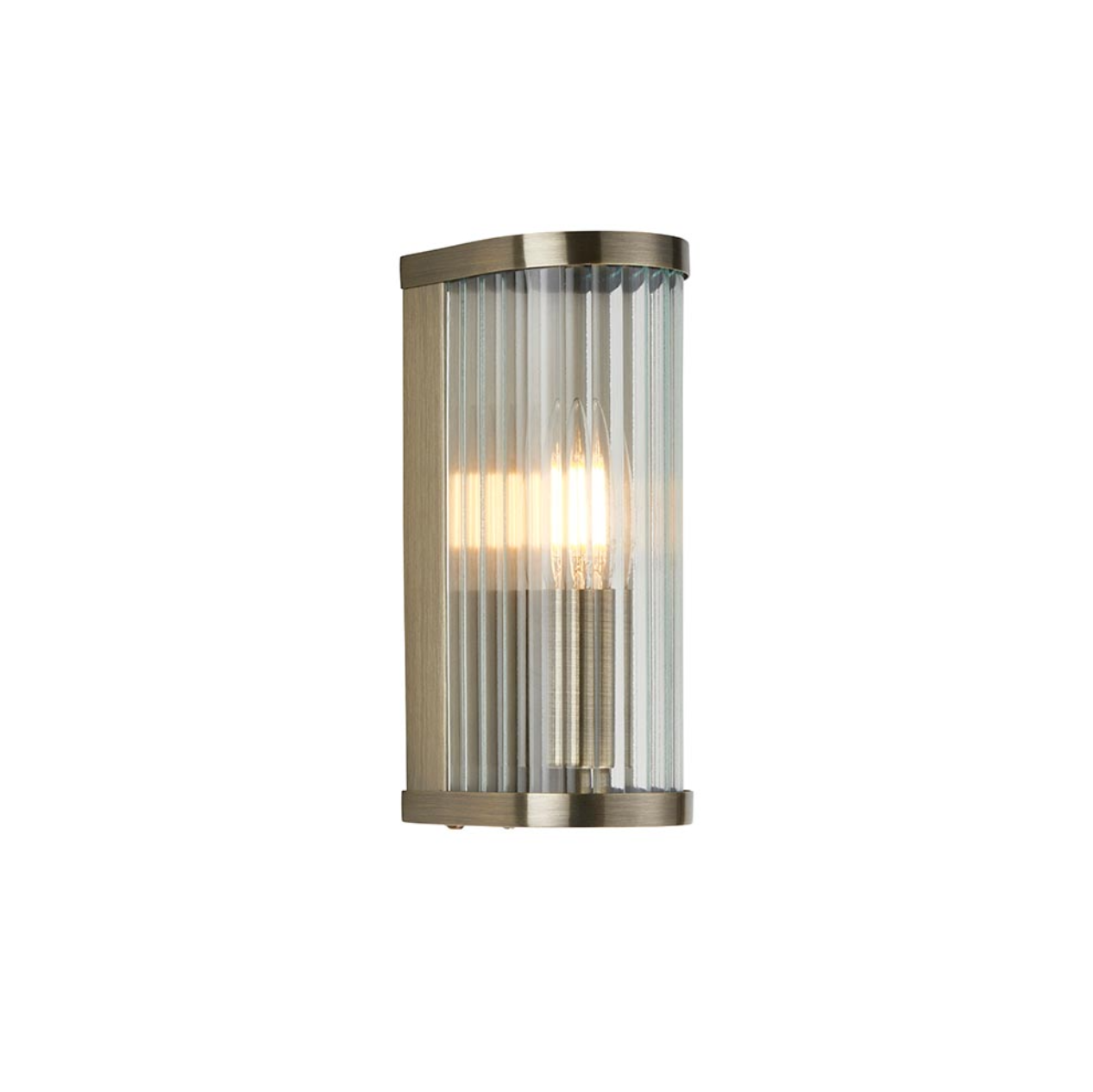 Endon Ridgeton Antique Brass & Ribbed Wall Light