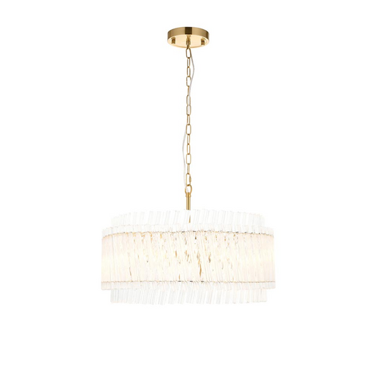 Vesilo Lighting Grace 5 Light Brushed Aged Brass & Clear Glass Pendant