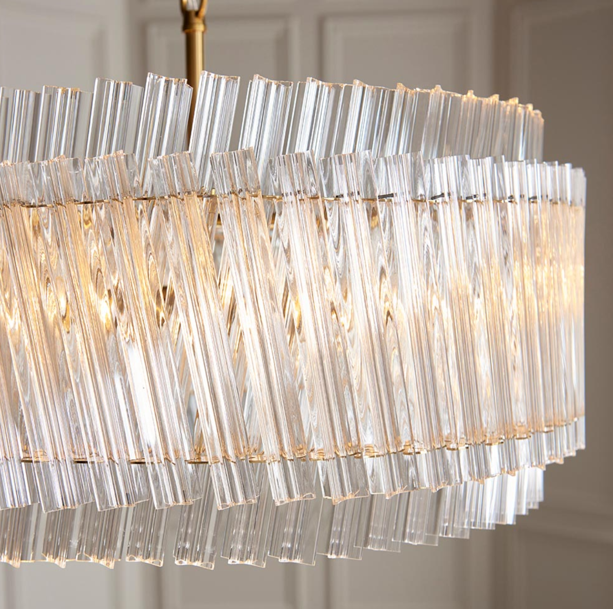 Vesilo Lighting Grace 5 Light Brushed Aged Brass & Clear Glass Pendant