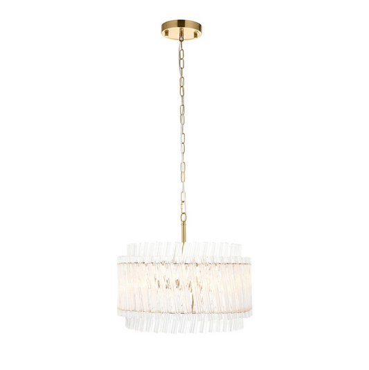 Vesilo Lighting Grace 3 Light Brushed Aged Brass & Clear Glass Pendant