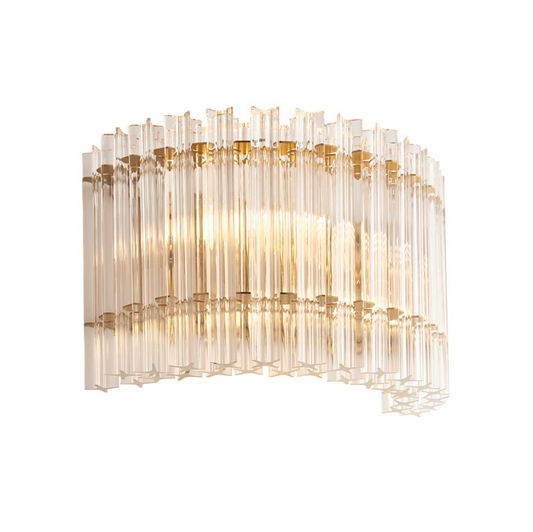 Vesilo Lighting Grace 2 Light Brushed Aged Brass & Clear Glass Wall Light