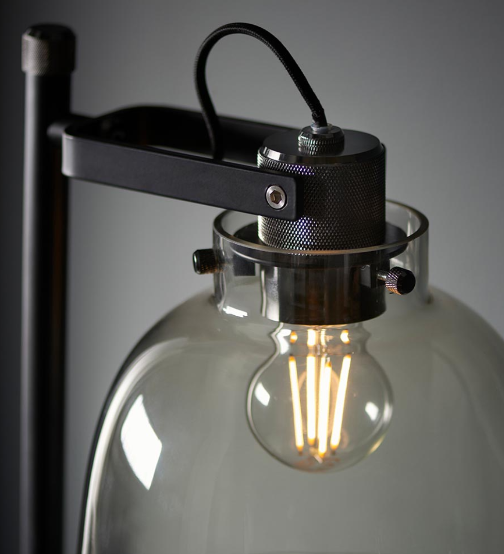 Endon Urban Matt Black & Smoked Glass Floor Lamp