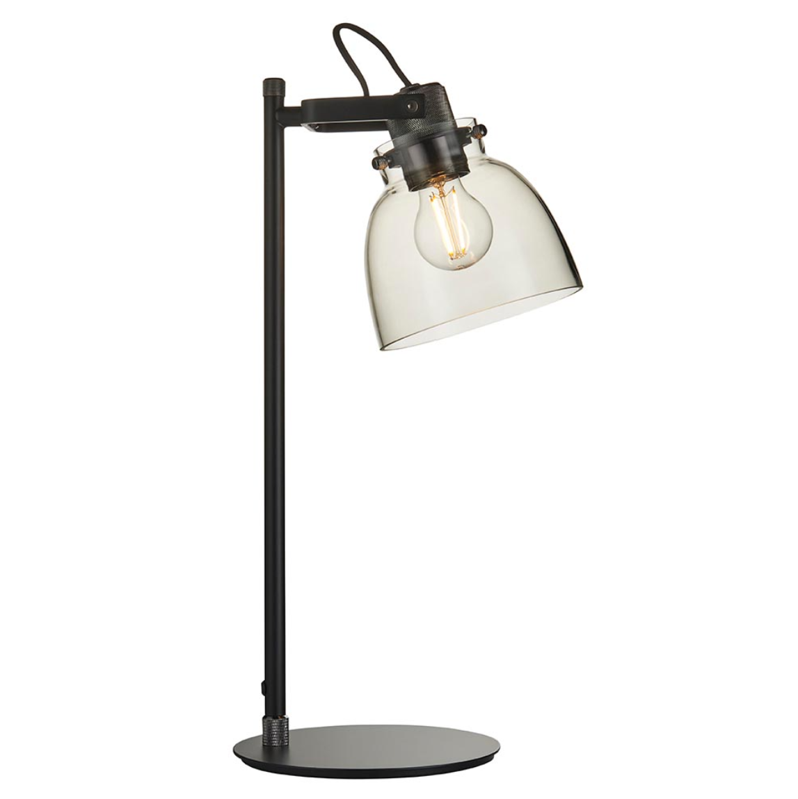 Endon Urban Matt Black & Smoked Glass Table Lamp