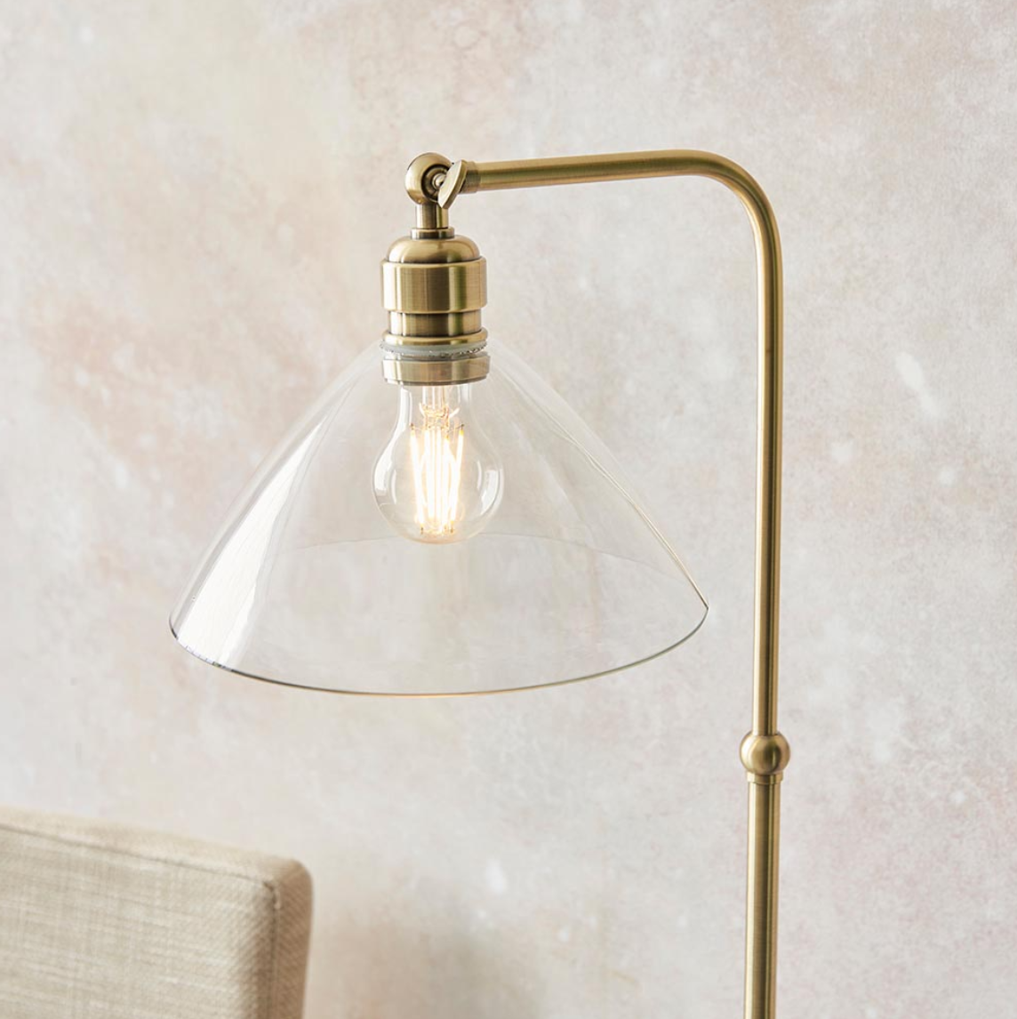 Vesilo Lighting Eternal Clear Glass & Antique Brass Floor Lamp