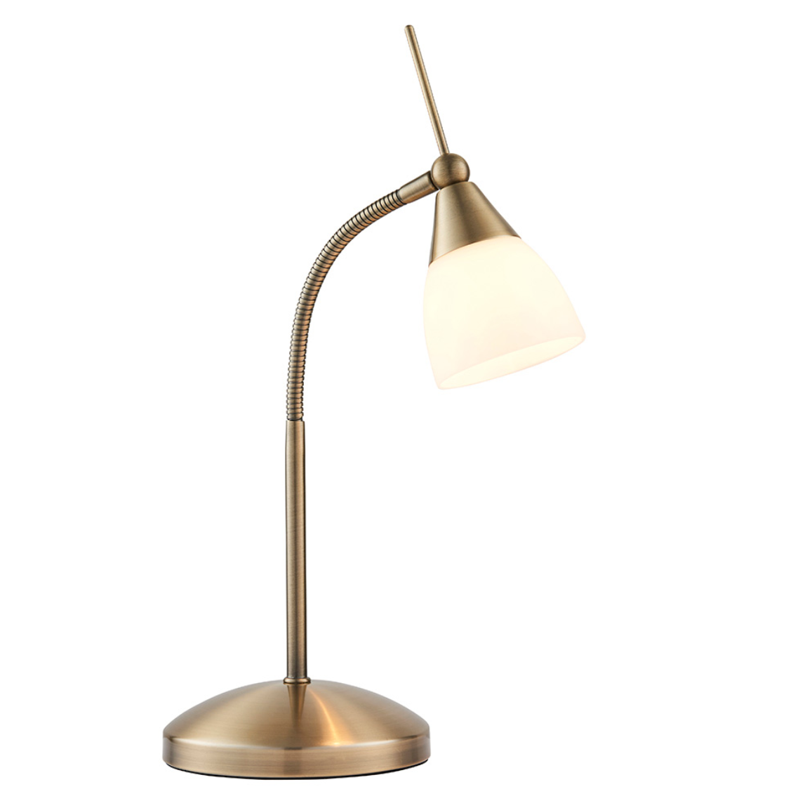 Endon Range Antique Brass & Opal Glass Touch Task Table Lamp