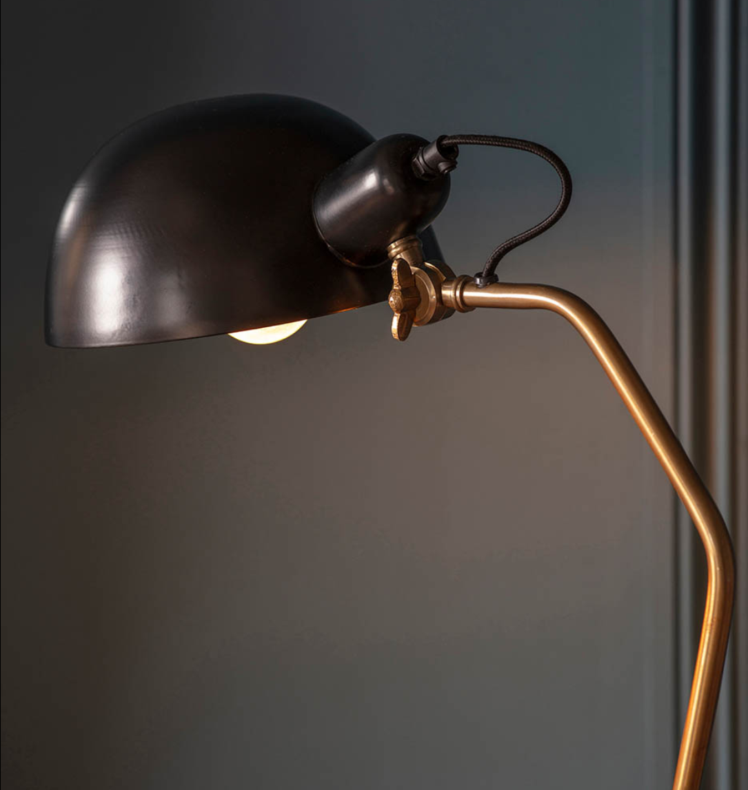 Endon Largo Satin Black & Aged Brass Task Floor Lamp