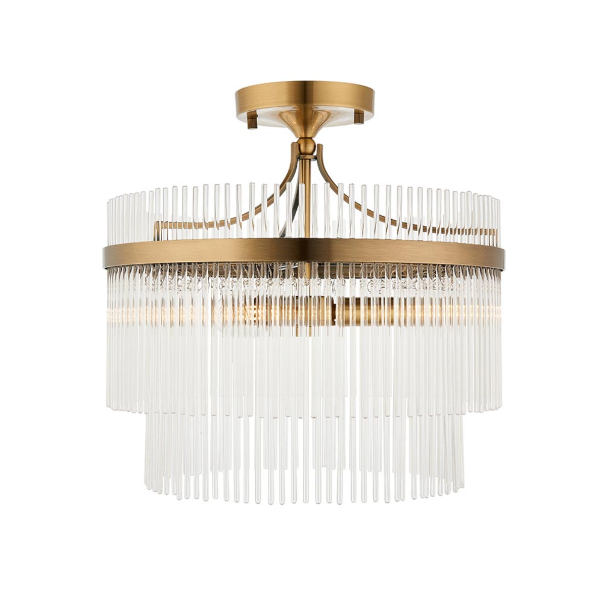 Endon Marietta 3 Light Antique Brass & Clear Glass Semi Flush