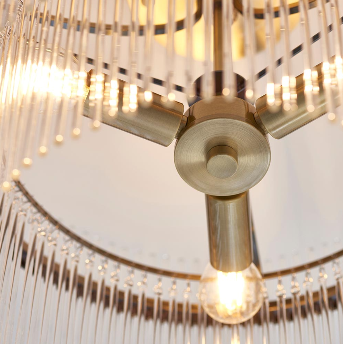 Endon Marietta 3 Light Antique Brass & Clear Glass Semi Flush