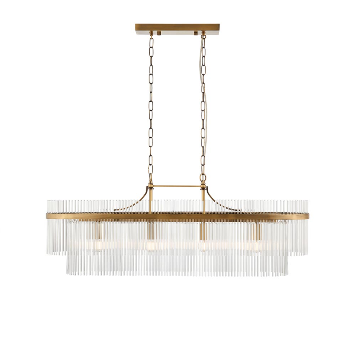 Endon Marietta 4 Light Antique Brass & Clear Glass Bar Pendant